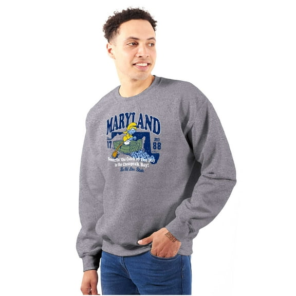 Maryland MD Fishing Chesapeake Smurfs Sweatshirt for Men or Women Brisco Brands M