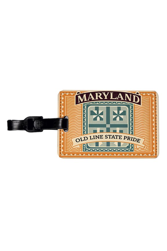 Maryland MD Old Line State Travel Vacation Stamp Faux Leather Travel Luggage Tag