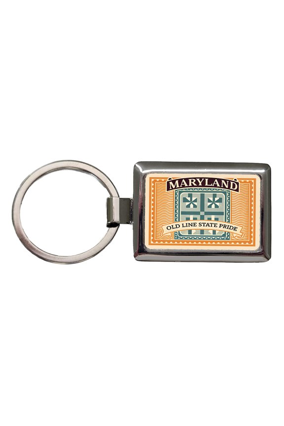 Maryland MD Old Line State Travel Vacation Stamp Metal Rectangle Keychain