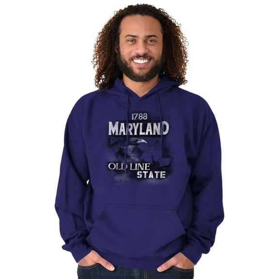 Maryland Map Shape Retro State Bird Unisex Plus Fleece Graphic Hoodie Brisco Brands 3X