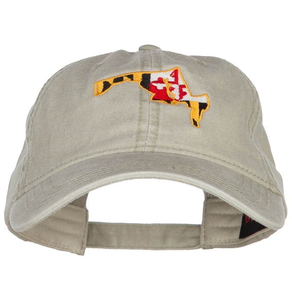 Maryland Map State Flag Embroidered Cap - Stone OSFM