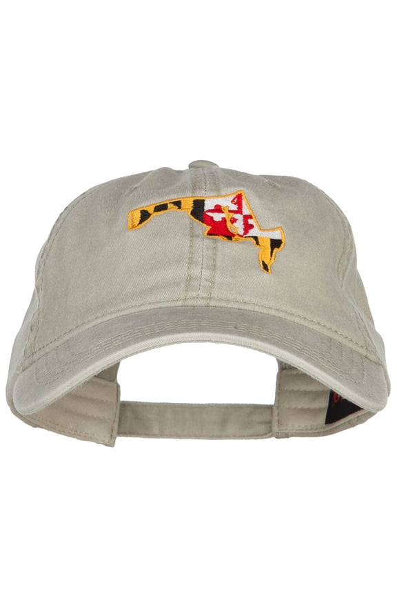 Maryland Map State Flag Embroidered Cap - Stone OSFM