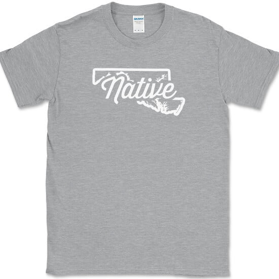 Maryland Native T-Shirt Funny Humor State Pride Geography Tee - Heather Grey, XL