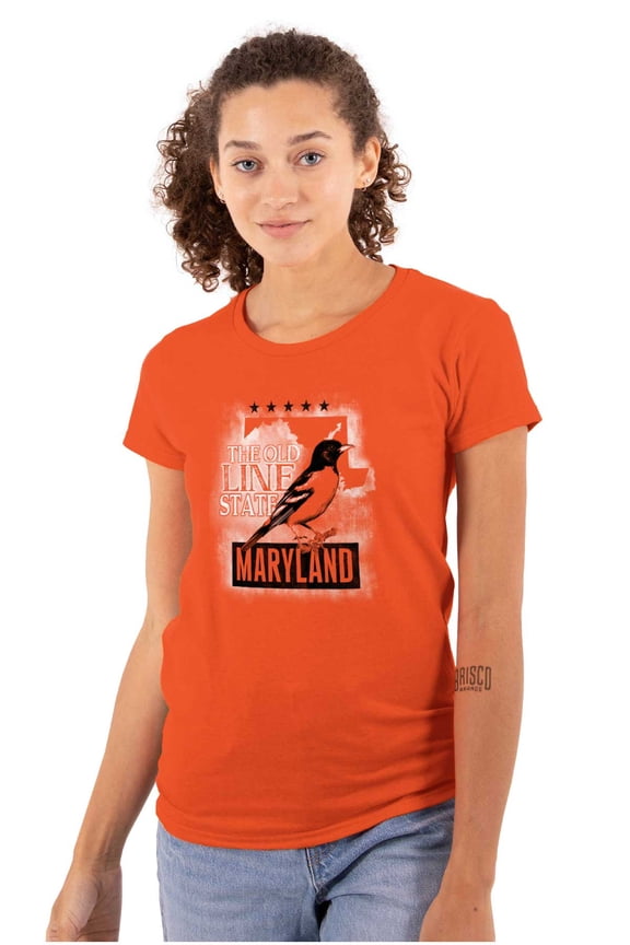 Maryland Old Line State Bird MD Pride Womens Slim Fit Graphic Tee Brisco Brands M