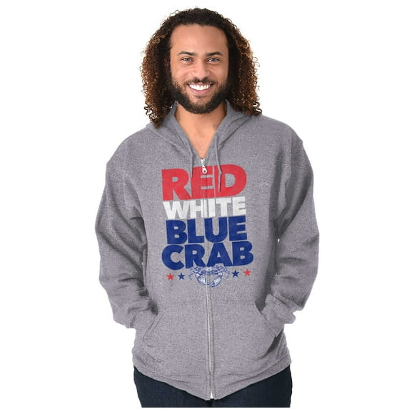 Maryland Patriotic Crab 4th of July Unisex Fleece Graphic Zip Up Hoodie Brisco Brands 2X