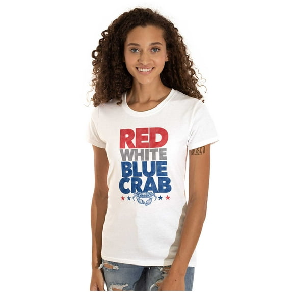 Maryland Patriotic Crab 4th of July Womens Fitted Plus Size Graphic Tee Brisco Brands 2X
