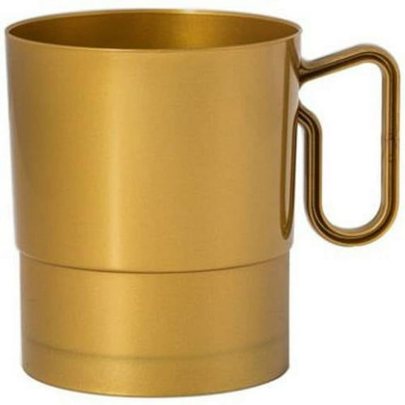 Maryland Plastics 8 oz. Gold Newbury Plastic Coffee Mugs 8 Per Pack
