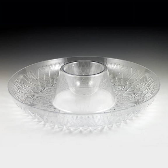 Maryland Plastics Crystal Cut Sombrero Plastic 15-inch Chip and Dip Bowl