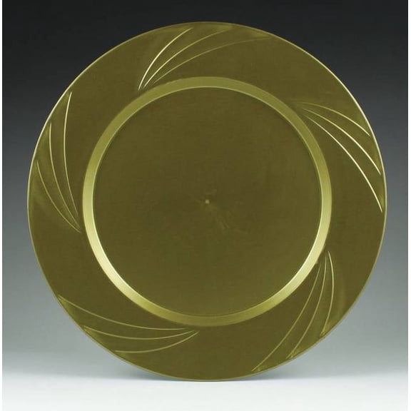 Maryland Plastics Gold Newbury 9.5-inch Heavy Duty Elegant Plastic Plates 15 Per Pack