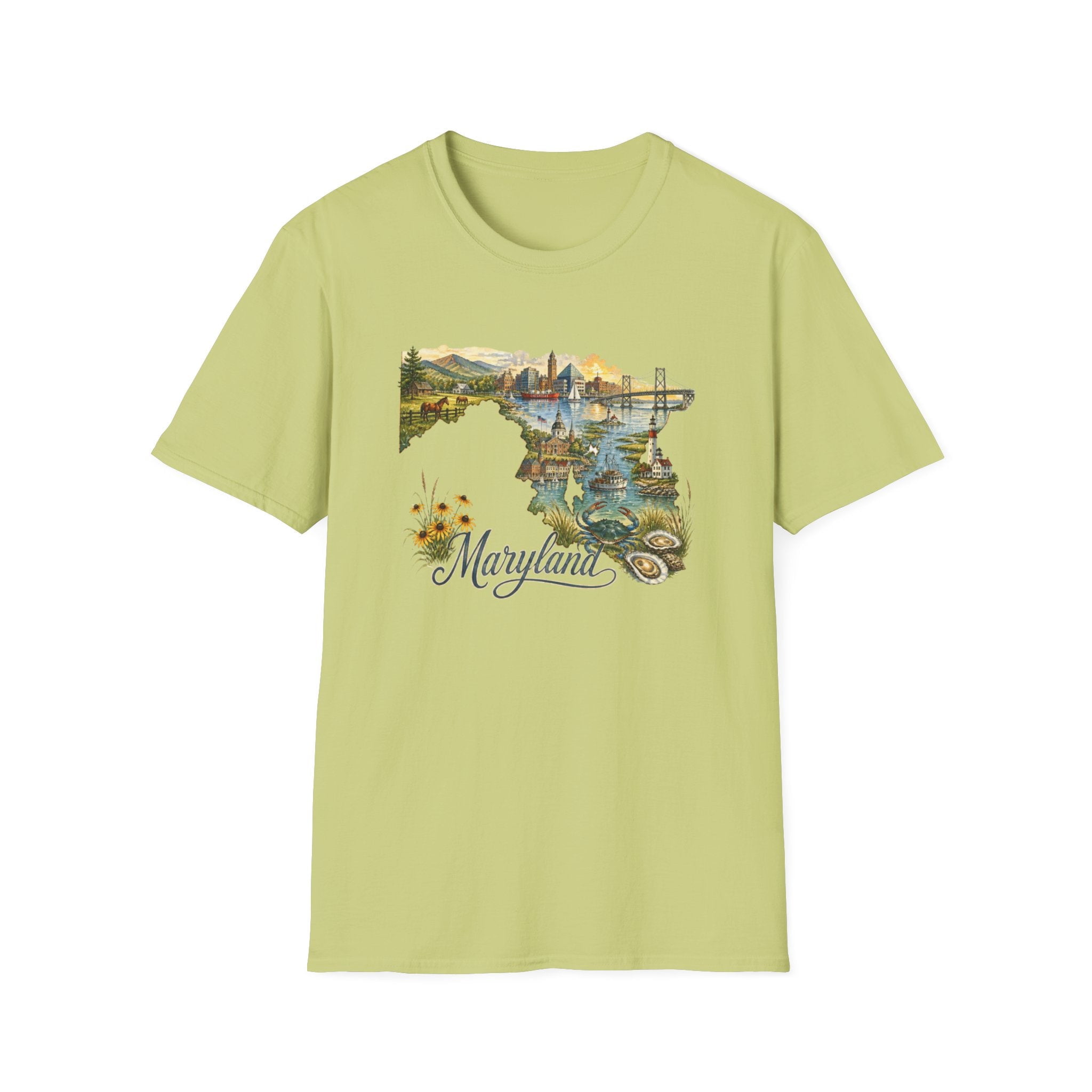Cutton Map Maryland Scenic State Map T-Shirt — Vintage Travel Landscape Graphic ...