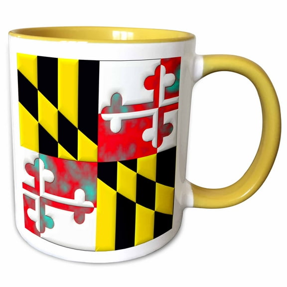 3drose, Maryland State Flag, 11oz Two-tone Yellow Mug