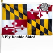 Maryland State Flag 3x5 ft, 3 Ply Double Sided Polyester MD Flag with Vibrant Print/4 Rows Hemming/Brass Grommets