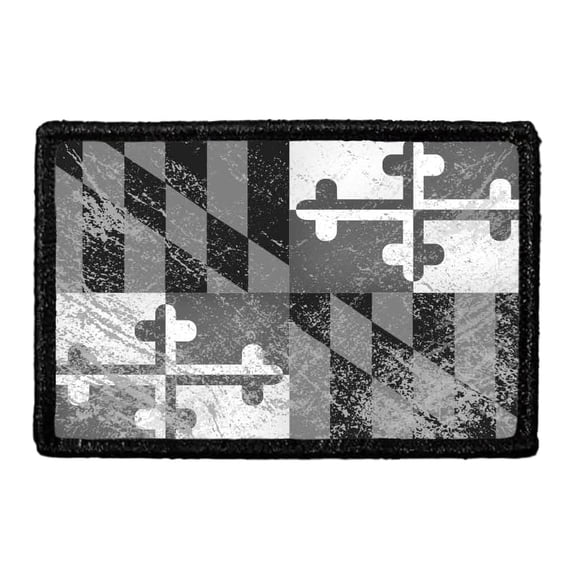 Maryland State Flag - Black and White - Distressed - Removable Patch