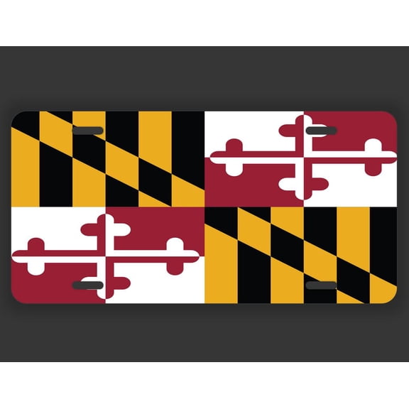 Maryland State Flag License Plate Tag Vanity Novelty Metal | UV Printed Metal | 6-Inches By 12-Inches | Car Truck RV Trailer Wall Shop Man Cave | VLP045