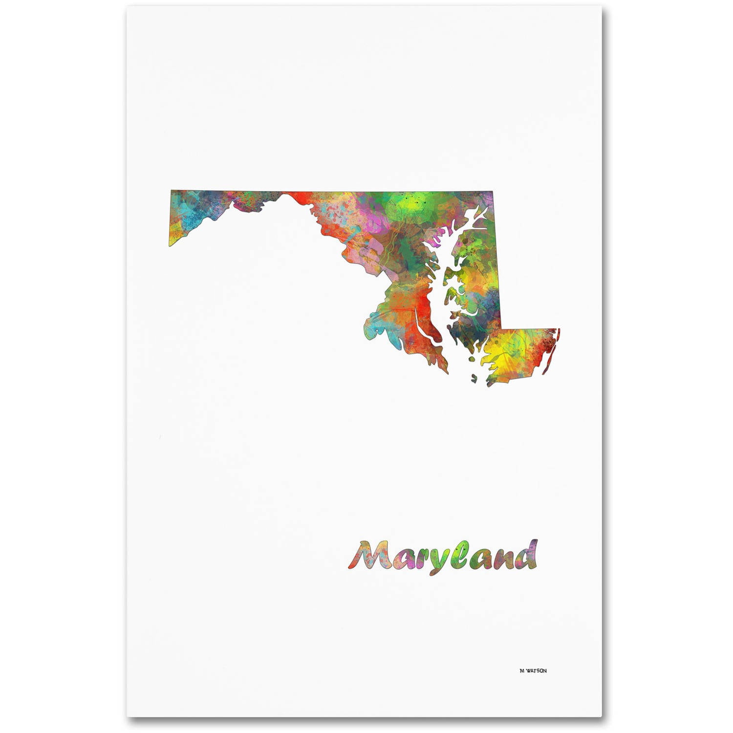 "Maryland State Map-1" Canvas Art by Marlene Watson