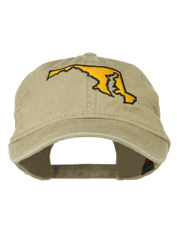 Maryland State Map Embroidered Washed Cap - Khaki OSFM