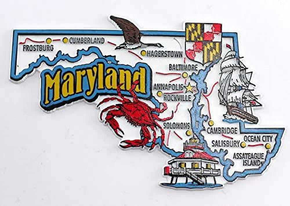 Maryland Crab Wooden Refrigerator Magnet – 3 X 2.25 Inch Laser-Cut State Souvenir, Strong Magnetic Backing