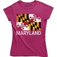 thumbnail image 1 of Maryland State Scribble Flag Women's Top Marylander Football Sports T-Shirt, 1 of 4