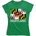 thumbnail image 1 of Maryland State Scribble Flag Women's Top Marylander Football Sports T-Shirt, 1 of 4
