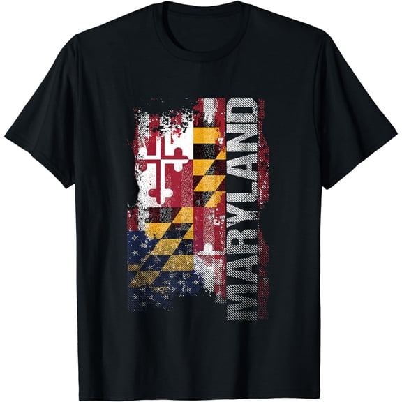 Maryland State USA Flag Souvenir Gift T-Shirt