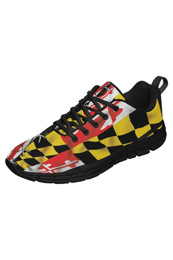 Maryland State Vs American Flag Shoes for Men Women Running Shoes Lightweight Walking Sneakers Mesh Athletic Sport Shoes Black Size 10