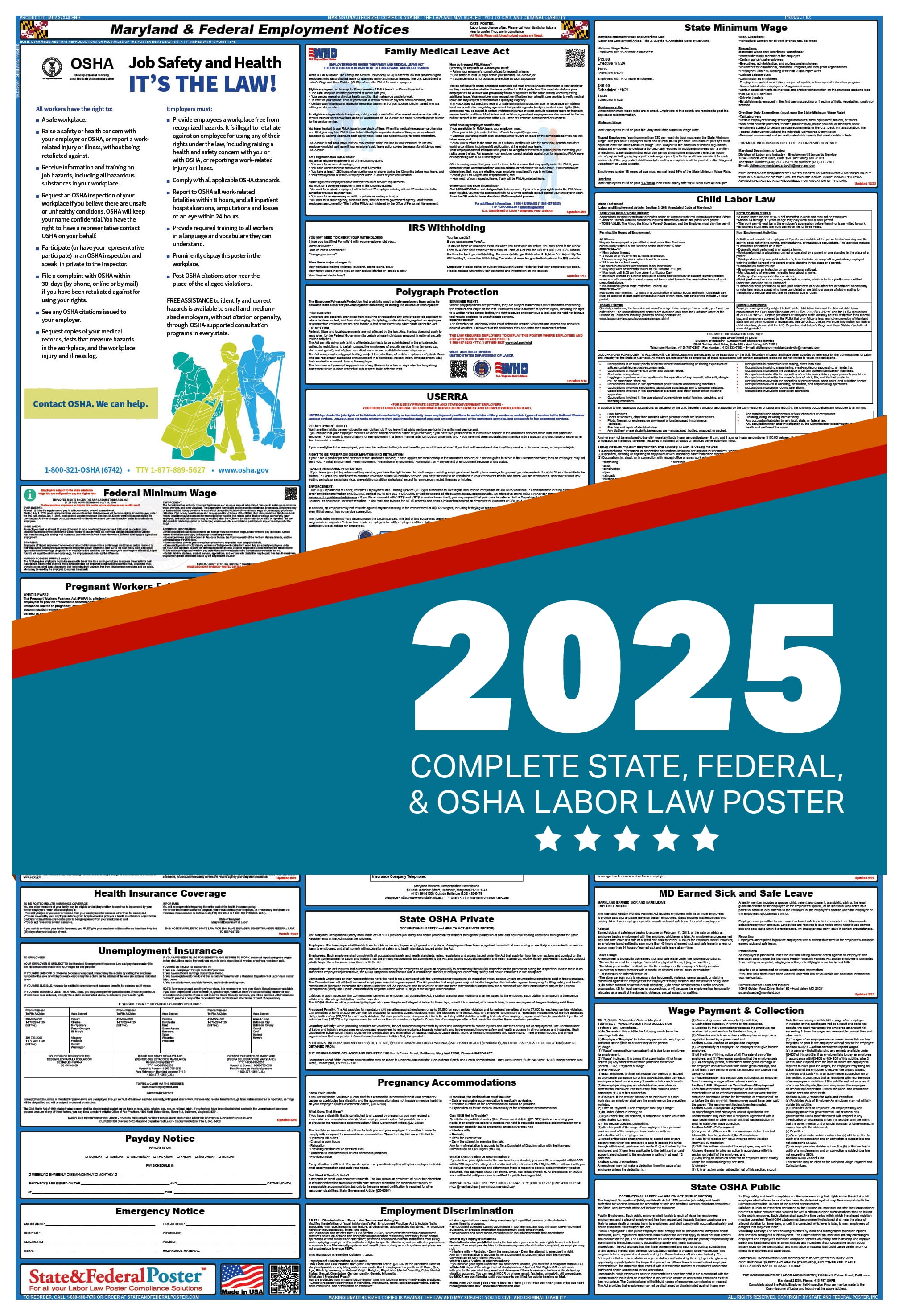 Maryland State and Federal Labor Law Poster 2025