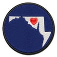 thumbnail image 1 of Maryland State with Heart Applique Multi-Color Embroidered Hook & Loop Patch - 2.5 Inch Small, 1 of 5