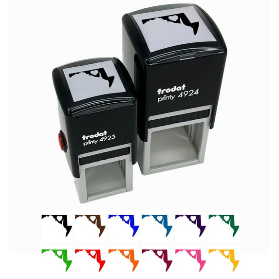 Maryland State with Heart Self-Inking Rubber Stamp Ink Stamper - Black Ink - Large 1-1/2 Inch