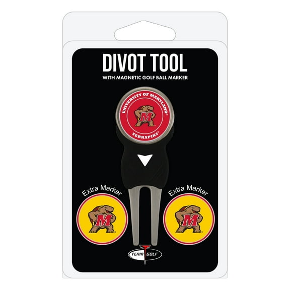 Team Golf NCAA Maryland Terrapins Divot Tool with 3 Golf Ball Markers Pack, Markers are Removable Magnetic Double-Sided Enamel
