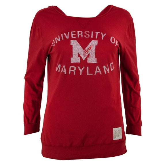 Maryland Terrapins - Distressed Logo Juniors 3/4 Sleeve Raglan - X-Large