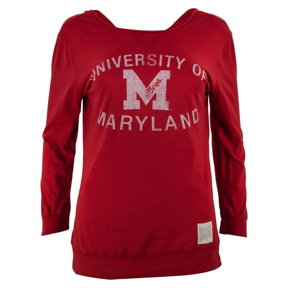 Maryland Terrapins - Distressed Logo Juniors 3/4 Sleeve Raglan - X-Large