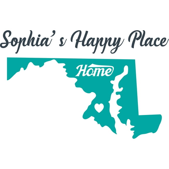 Maryland USA State Map Silhouette Customized Wall Decal - Custom Vinyl Wall Art - Personalized Name - Baby Girls Boys Kids Bedroom Wall Decal Room Decor Wall Stickers Decoration Size (zzxzz inch)