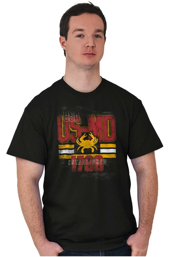 Maryland Vintage MD Flag Colors Crab Men's Graphic T Shirt Tees Brisco Brands L