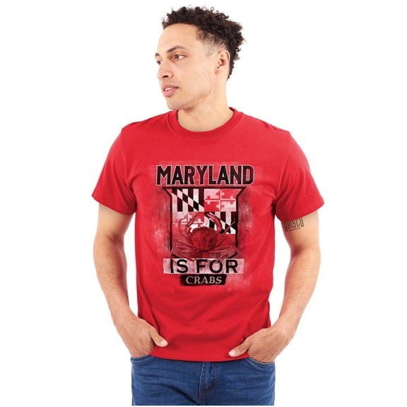Maryland is for Crab MD Flag Souvenir Men's Graphic T Shirt Tees Brisco Brands X