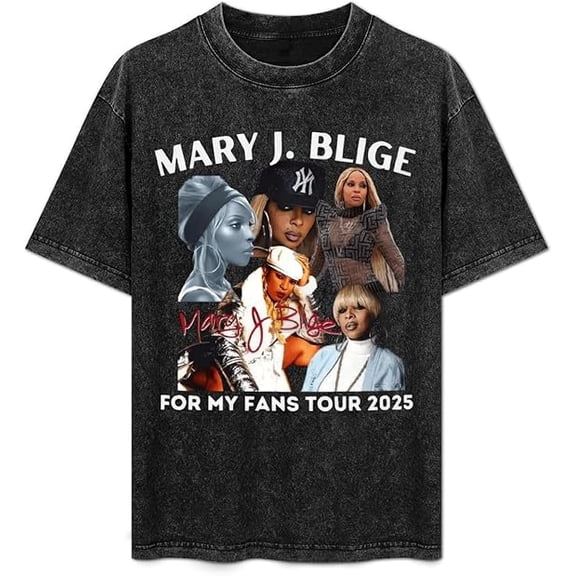 Marys For My Fans Tour 2025 J Retro Print Bliges T Shirt Hip Hop Merch Shirt Short Sleeve Loose Fit for Women Men