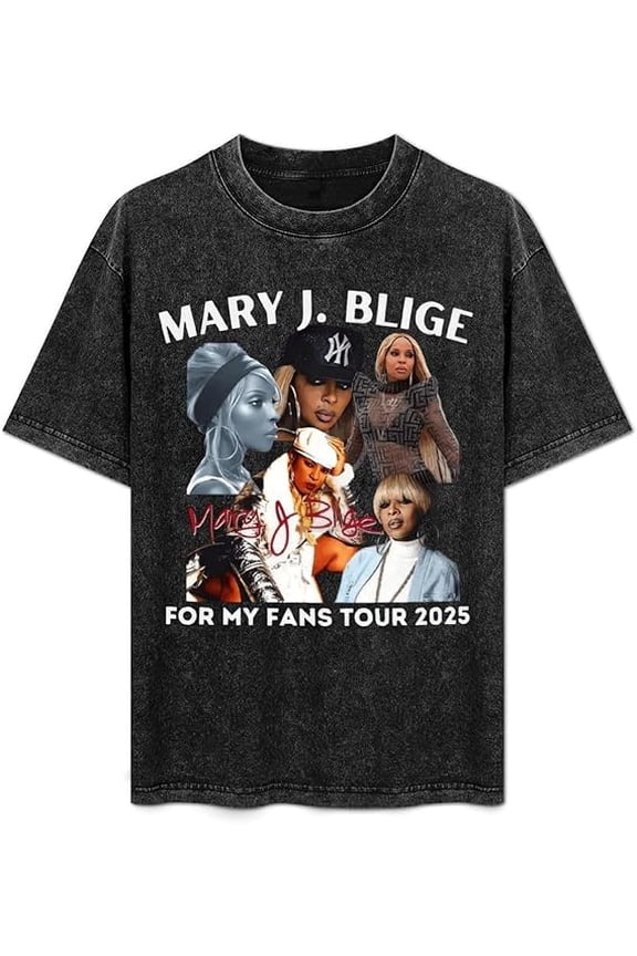 Marys For My Fans Tour 2025 J Retro Print Bliges T Shirt Hip Hop Merch Shirt Short Sleeve Loose Fit for Women Men