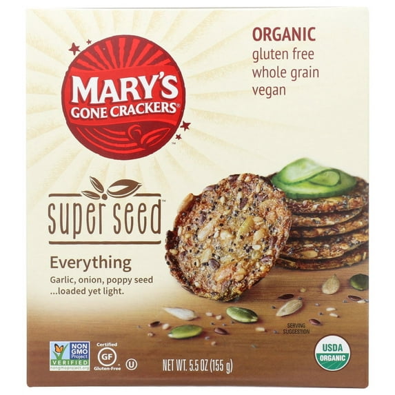 Marys Gone Crackers Organic Super Seed Everything Cracker, 5.5 Ounce -- 6 per case