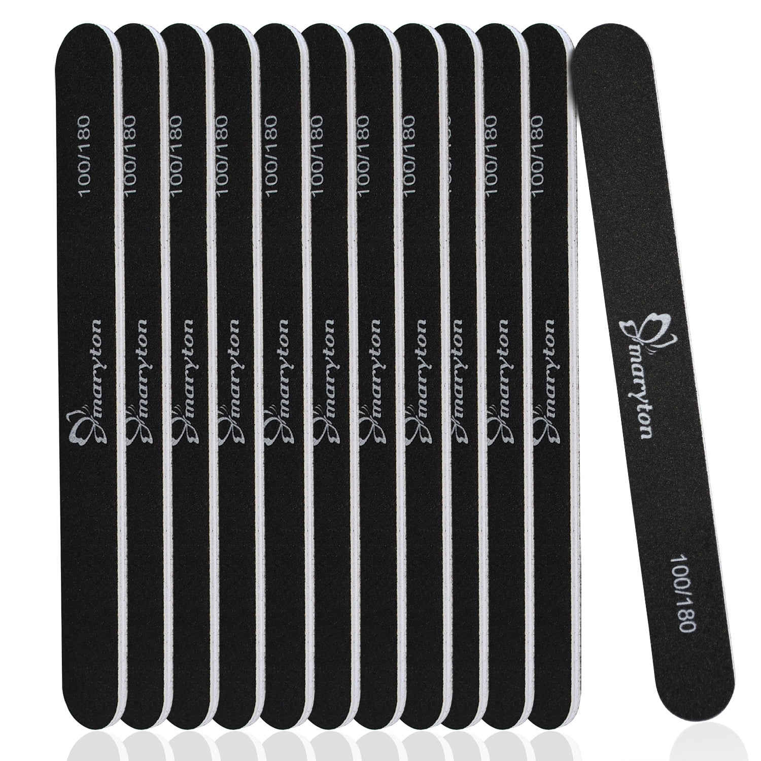 Maryton Professional Nail Files Set, 12 Pcs, 100/180 Grits, Home