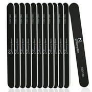 Maryton 12 Pcs Professional Double Sided Nail Files,100/180 Grits Acrylic Nails Poly Gel Nail,Nails Salon Home Manicure Kit Accessories(Black)