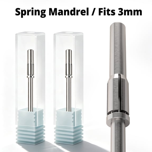 Maryton 3mm Spring Mandrel Nail Drill Bit, 2 Pack Stainless Steel Sanding Band Holder, Professional E-file Nail Tool for Acrylic Gel Nails Prep Cuticle Work