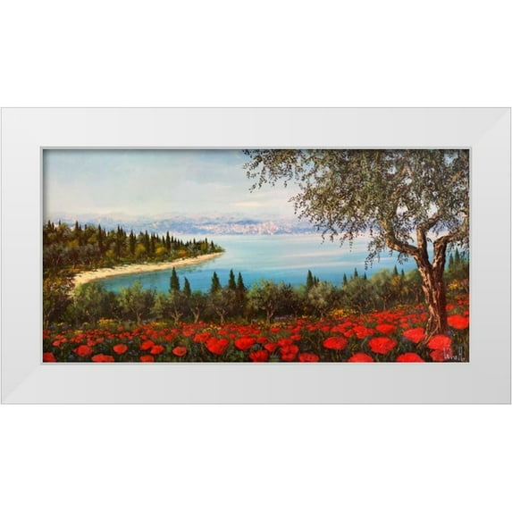 Marzari, Tebo 18x11 White Modern Wood Framed Museum Art Print Titled - Papaveri sulla baia