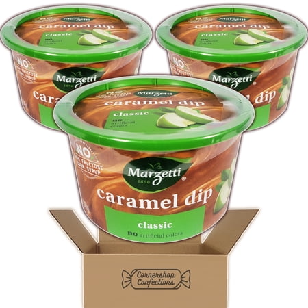 Marzetti Classic Caramel Dip Bulk Pack - 3 Individually Sealed 13.5 Ounce Tubs - No Artificial Colors, No High Fructose Corn Syrup - For Snacks, Desserts, Lunches in Cornershop Confections Pack