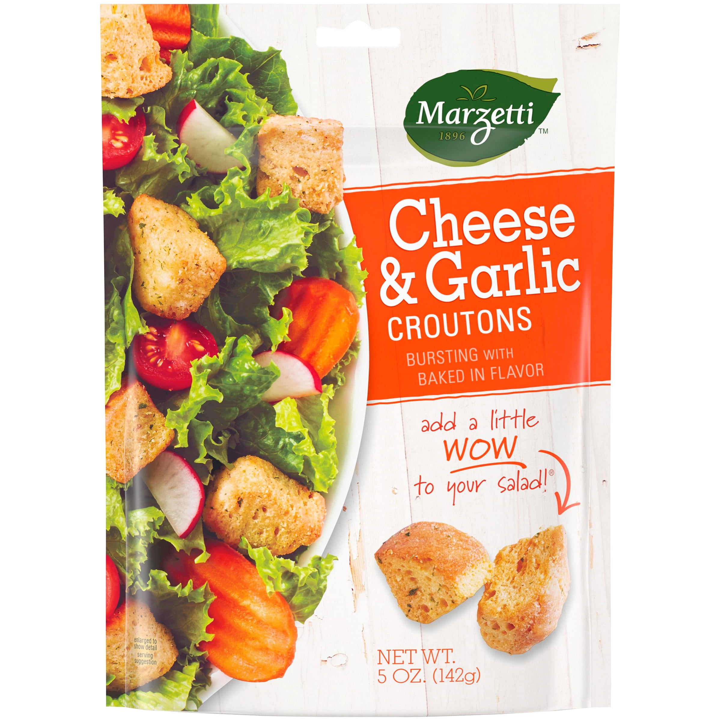 Marzetti Salad Topping Large Cut Salad Croutons, Cheese & Garlic, 5 oz