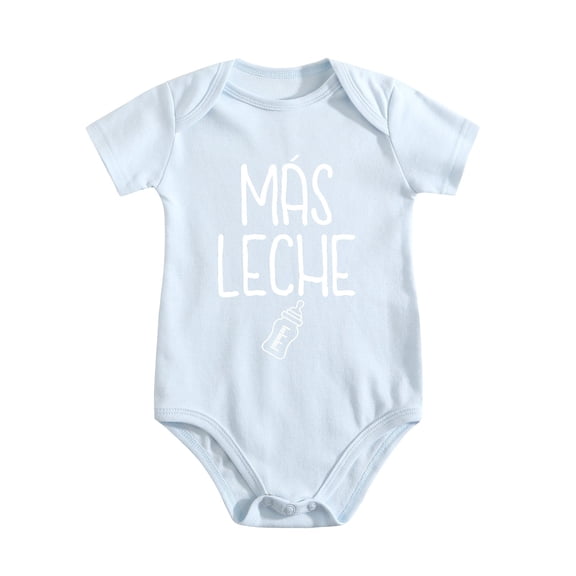 Mas Leche Baby Bodysuit Funny Romper Clothing Boys Girls Outfit Cute Adorable Newborn Baby Blue-style 3-6M