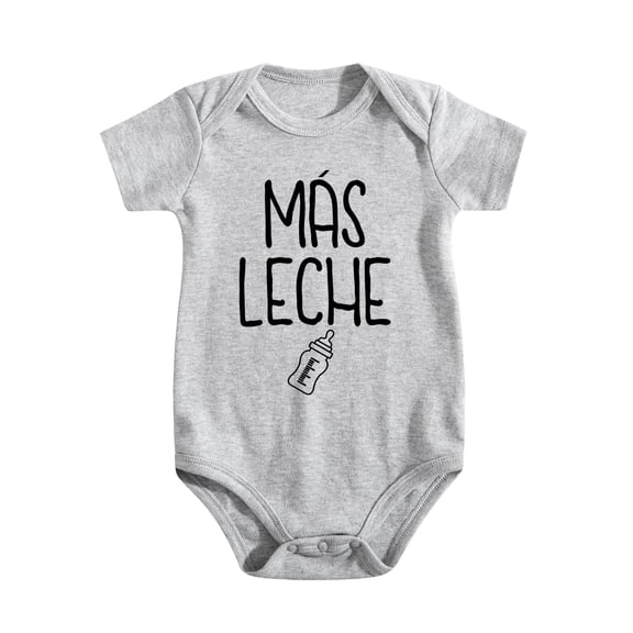 Mas Leche Baby Bodysuit Funny Romper Clothing Boys Girls Outfit Cute Adorable Newborn Light Gray-style-1 3-6M