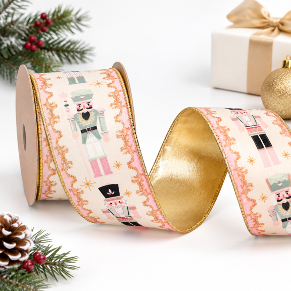Mas Nutcracker Ribbon Wired With Metallic