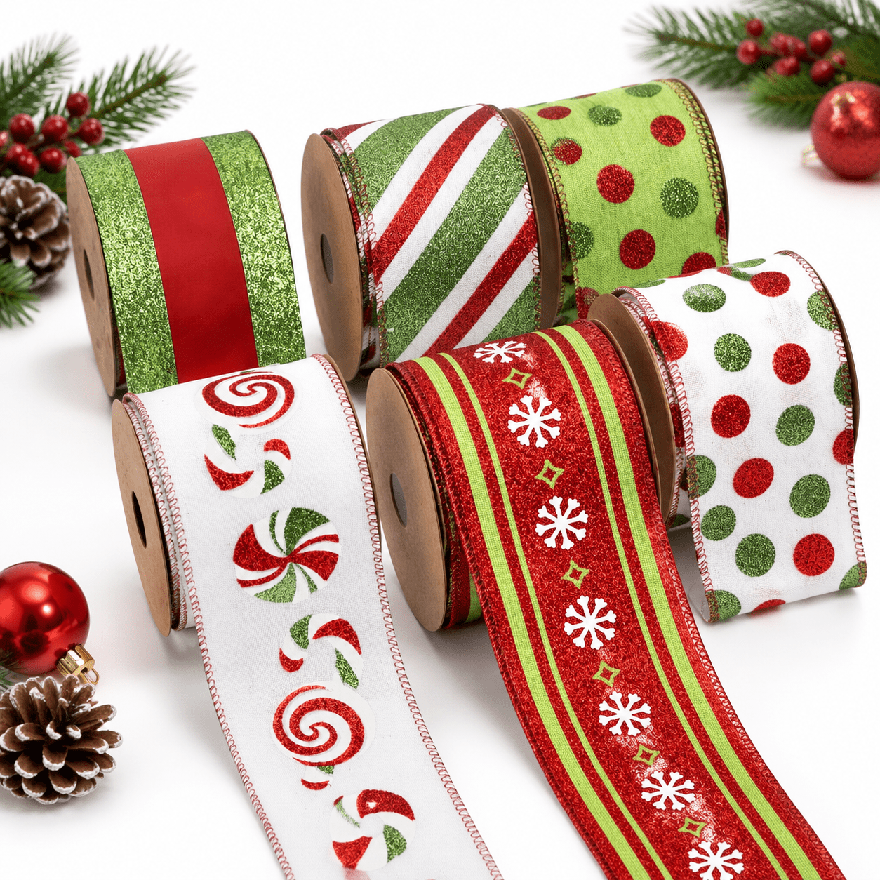 Sweets Ribbon Mas Ribbon Wired Red And Lime Green Tree Candy Cane Glitter Burlap ...