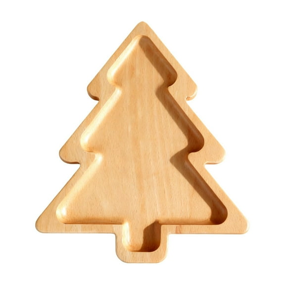 Mas Shaped Wooden Snack Tray Festive Serving Platter For Holiday Parties Xmas Dessert & Candy Holder Natural Food Dish Ideal For Home/Party Use