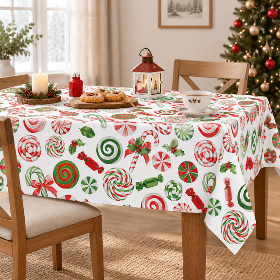 Mas Tablecloth 52 X 70 Inch Rectangular Candy Cane