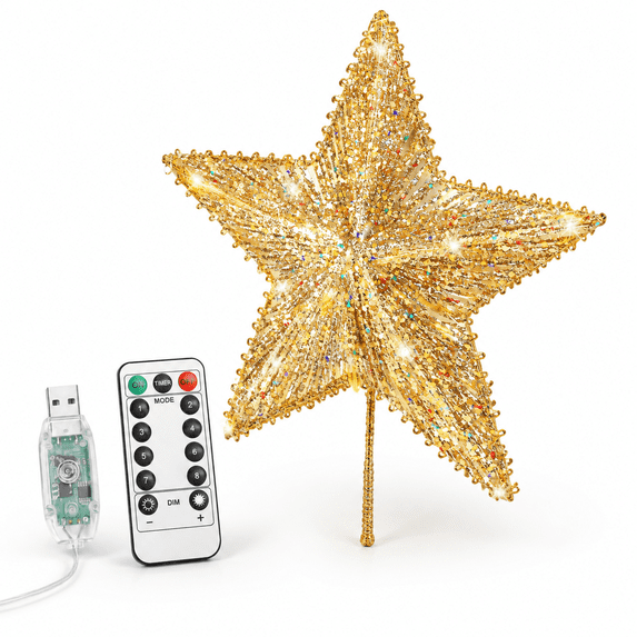 Mas Tree Topper 3d Lighted Star With Remote &b 9.8